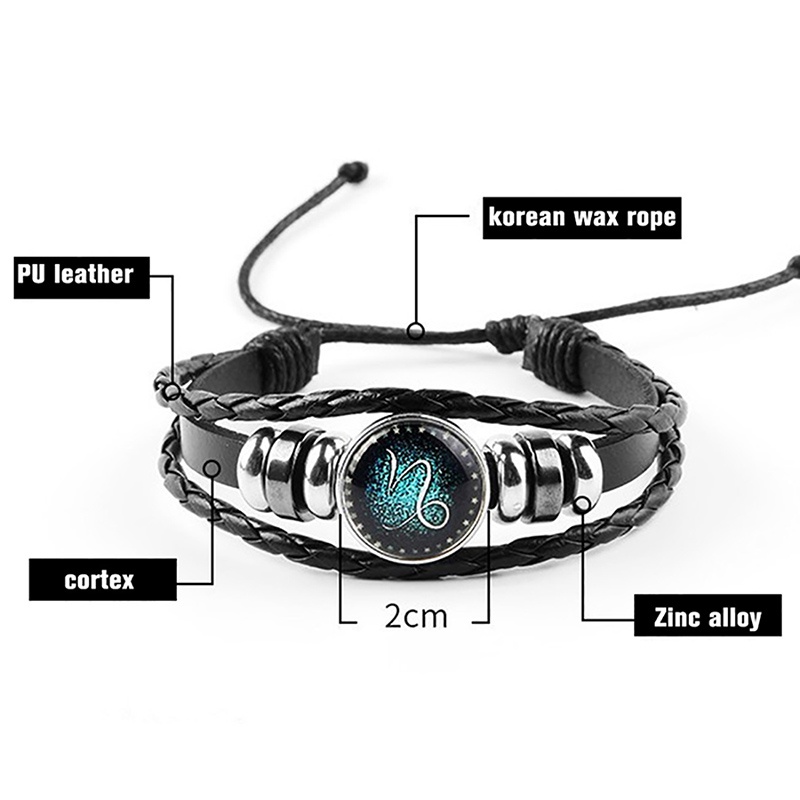 Vòng Tay Da Nhiều Sợi Mặt Hình 12 Cung Hoàng Đạo Cho Nam Và Nữ timetunnel