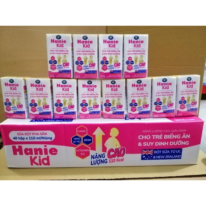 [Không kèm KM] Thùng sữa bột pha sẵn Hanie kid 110ml