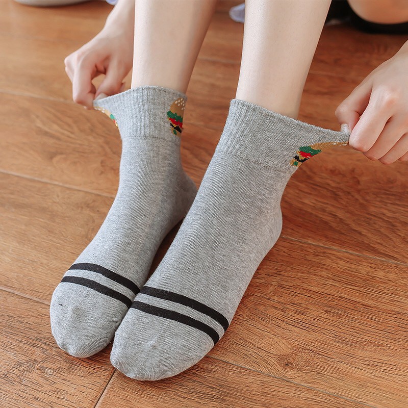 Vớ lửng/ tất lửng cổ sọc họa tiết thức ăn Mua Tất (muatatshop)