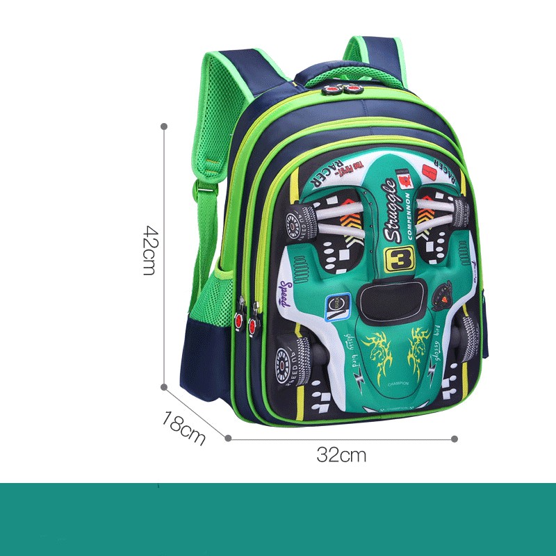 Balo chống gù lưng in hình oto 3D cho bé mầm non , tiểu học, trung học, cặp sách học sinh chống thấm
