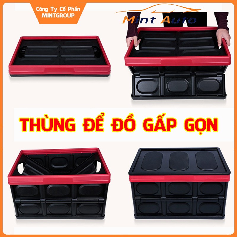 Thùng đựng đồ gấp gọn đa năng để cốp xe ô tô cao cấp dung tích 56 lít