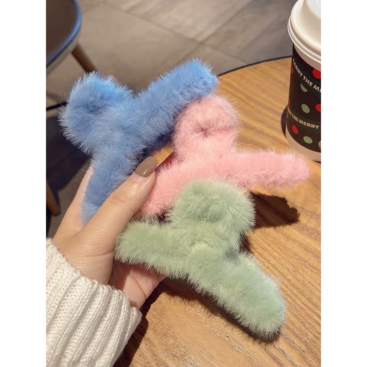Kẹp Tóc Hàn Quốc Lông Xù Mịn, Kẹp Dài Màu Pastel Xinh Xắn - KT02