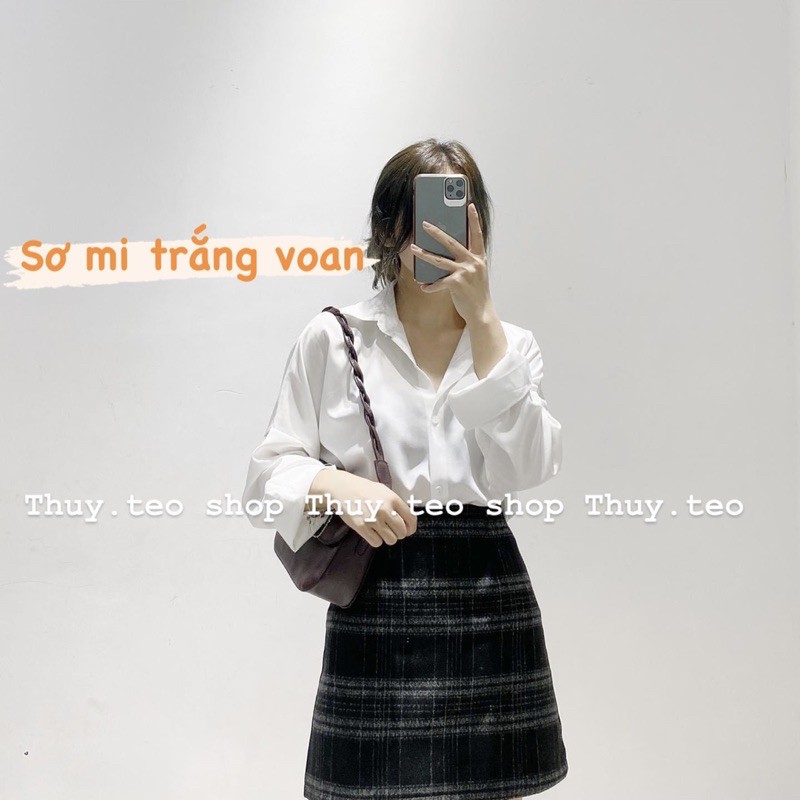 [Hàng sẵn] ÁO SƠ MI TRẮNG NỮ CHẤT LỤA HÀN MÁT LẠNH HỌC SINH SINH VIÊN (Ảnh thật)