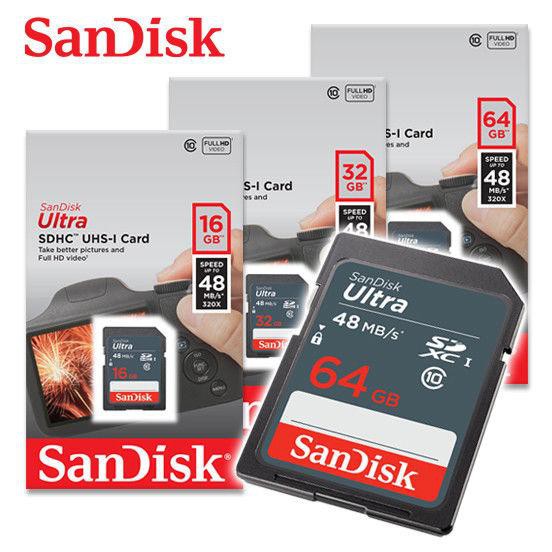 Thẻ nhớ SDHC SanDisk Ultra 320x 16GB Class 10 UHS-I 48MB/s (Xám)