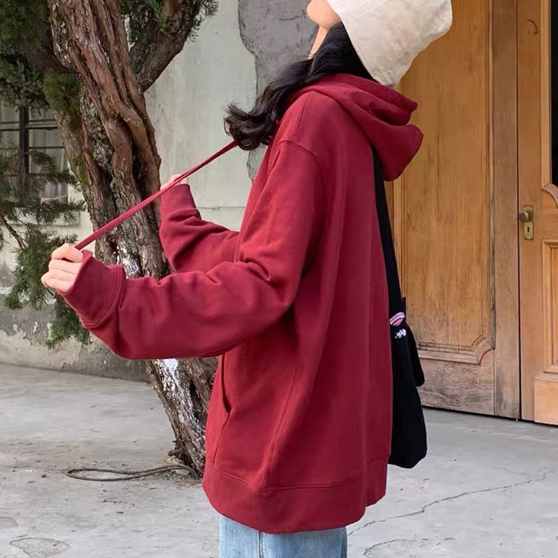 Áo hoác hoodie zip trơn (CÓ ẢNH THẬT) chất thun cotton sieu đẹp đỏ đô