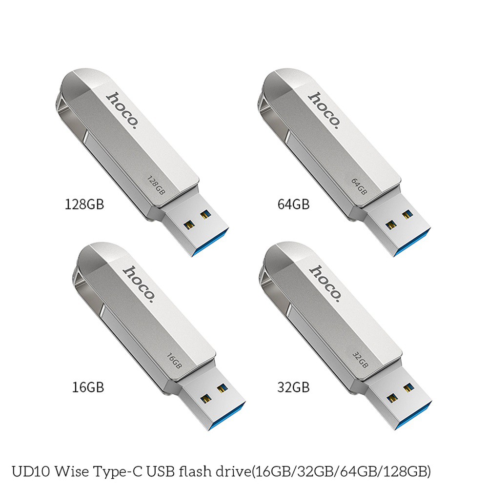 USB 3.0 OTG Hoco UD10 32GB / 64GB cổng TypeC và USB 3.0 - Vỏ kim loại cực đẹp (Bạc) - Hãng phân phối