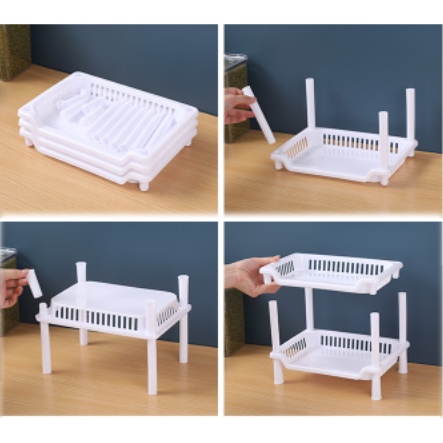 Giá để bát nhựa 3 tầng chữ nhật GN6 Kệ để đồ đa năng