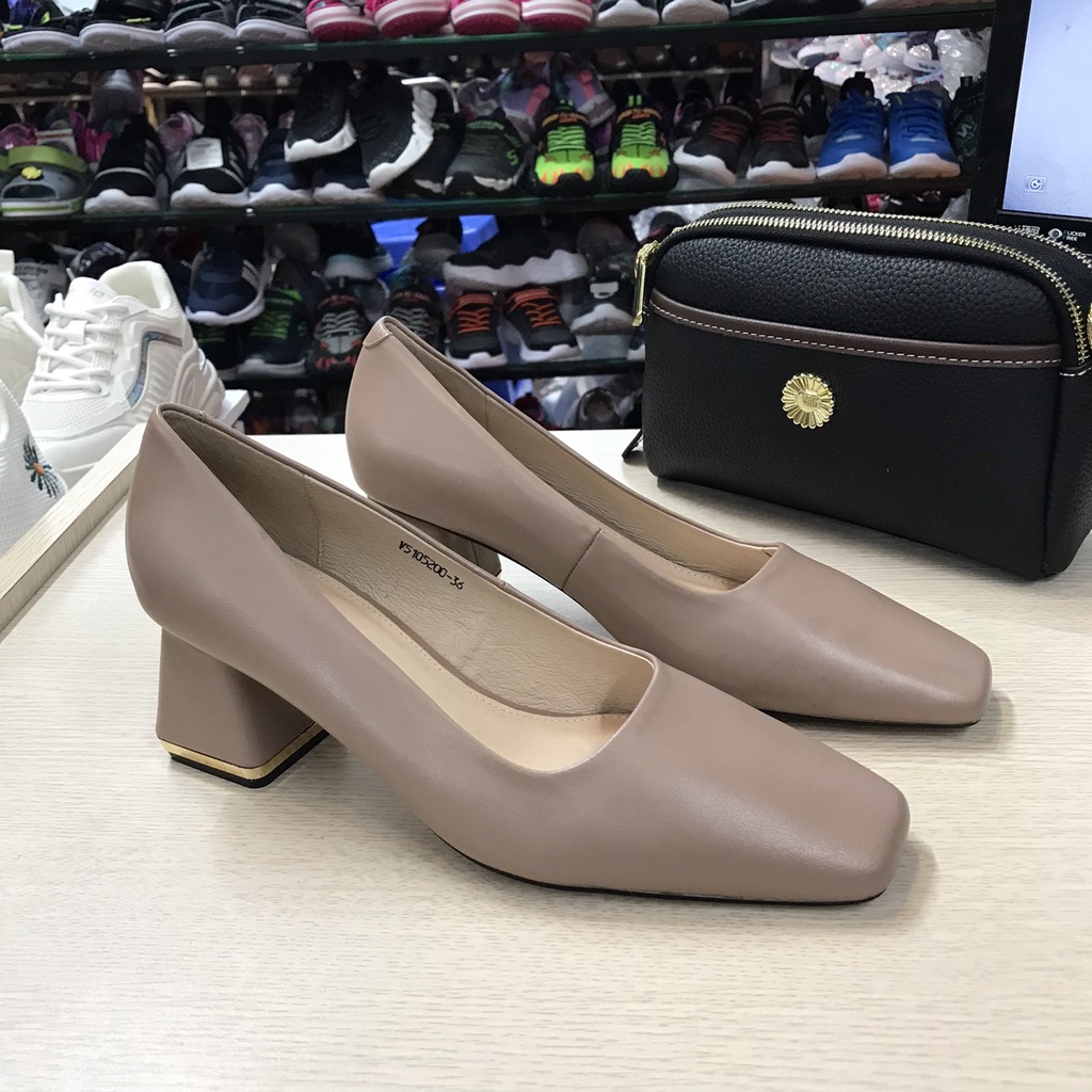 Giầy Cao Gót Nữ Da Thật Gót Trụ Cao 5cm VNXK