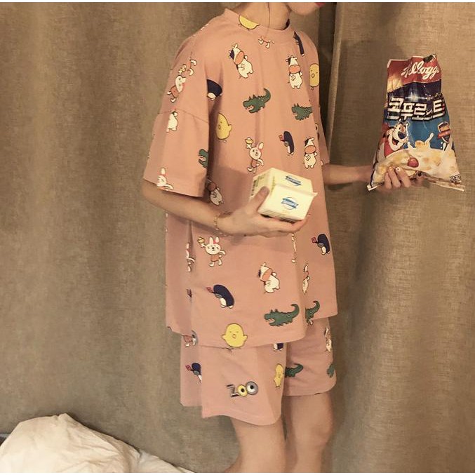 200460 Bộ ngủ mùa hè - set đồ ngủ ulzzang dễ thương size M (40-48kg)