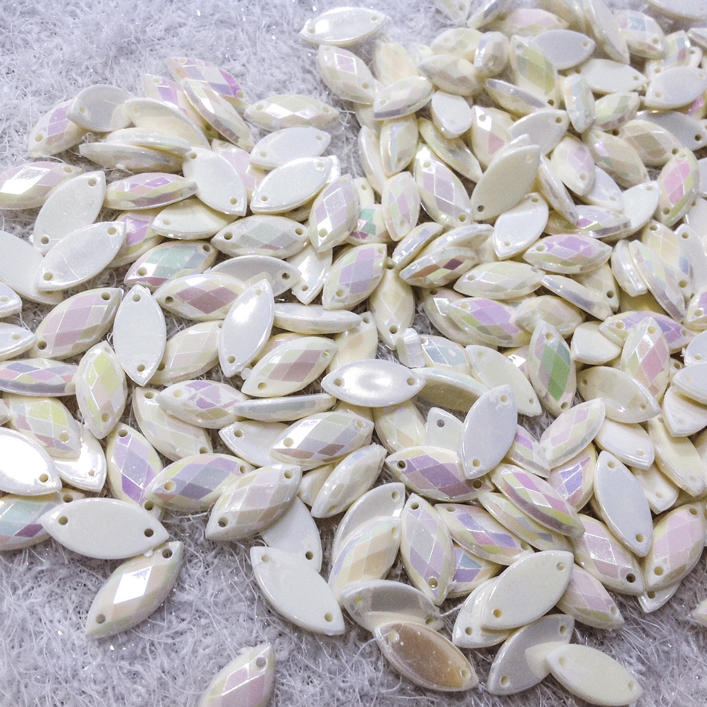 Hạt cườm trai kết áo hình lá thoi ánh nhũ xà cừ 7 màu ab siêu đẹp