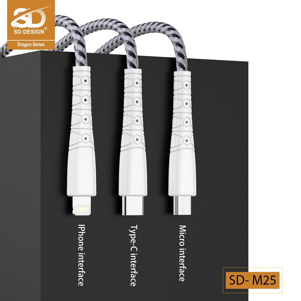 Cáp sạc M25 5A chống gãy gập chính hãng SD DESIGN Sạc và truyền dự liệu nhanh chóng