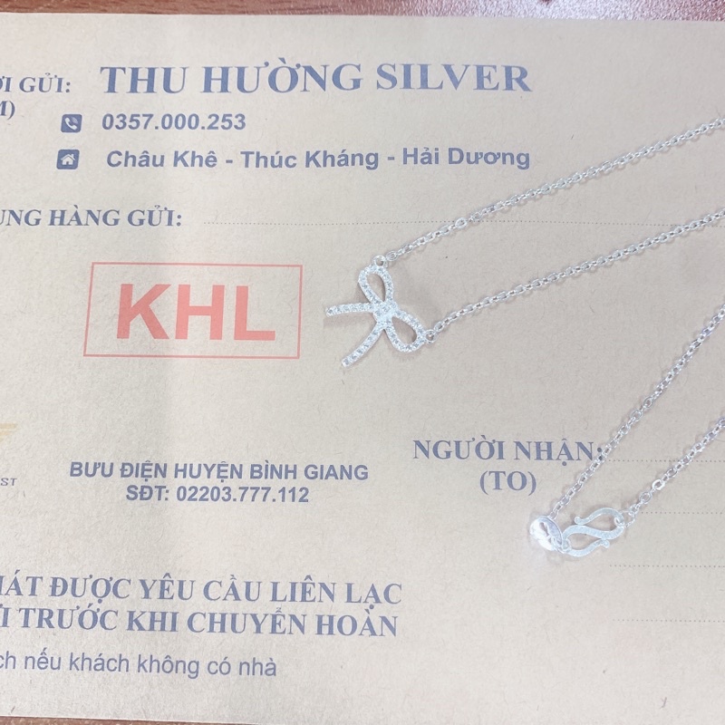 Dây chuyền nơ đá điệu đà , chuẩn bạc ta - THJ SILVER