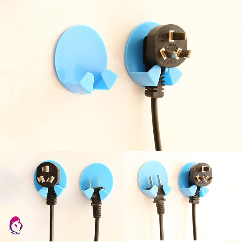 ♦♦ 2Pcs Practical Self-AdheSive Power Plug Socket Holder Sticky Hooks Home Hotel Wall Hanger Storage