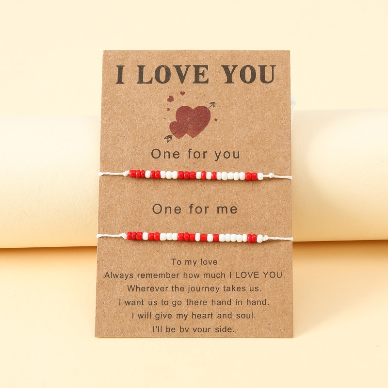 Vòng Tay Chuỗi Hạt Khắc Chữ I Love You Cho Cặp Đôi