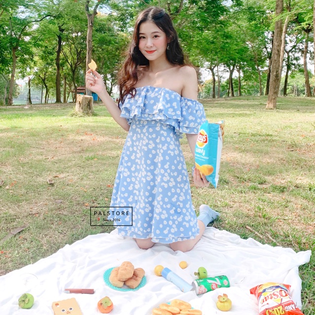 [Mã SKAMSALEP6 giảm 10% tối đa 100K đơn 150K] Đầm trễ vai 2 lớp + TẶNG KÈM SCRUNCH ( chun buộc tóc vải ) | BigBuy360 - bigbuy360.vn