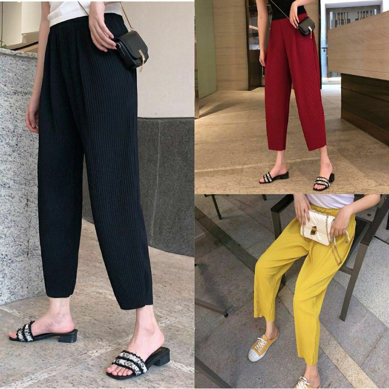 Quần Xếp Ly Lửng Ống Bomber Nhiều Màu Mặc Mùa Hè