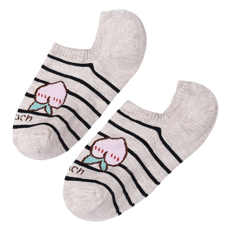 Đôi Vớ Thuyền Chống Trượt In Hình Trái Cây Hoạt Hình Cho Nữ