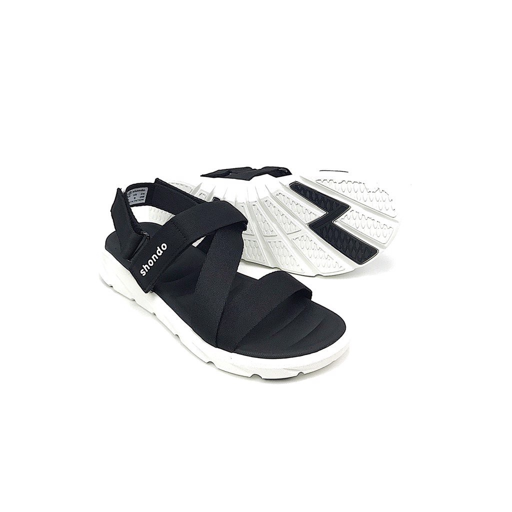 Giày sandal SHONDO F6 sport quai đen đế trắng F6S003