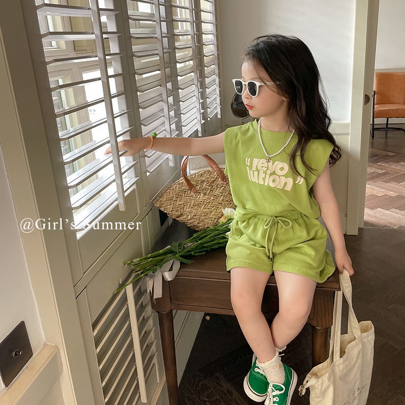 Hàng Mới Về Set Đồ 5 Món Gồm Áo Thun Tay Cộc Và Quần Ngắn Bằng 100% Cotton In Họa Tiết Thời Trang Mùa Hè Hàn Quốc Cho Bé Gái