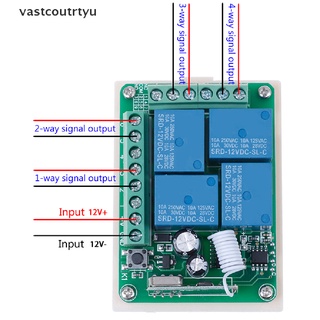 Vas DC 12v 10a 433mhz 4ch wireless relay rf remote control switch receiver n