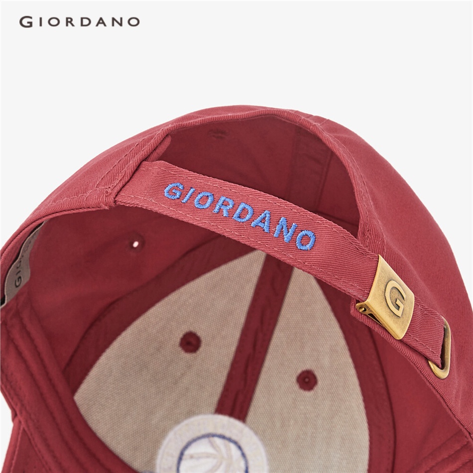 Nón lưỡi trai GIORDANO 01202010 cotton hoạ tiết thêu nội có thể điều chỉnh kích cỡ cho nam