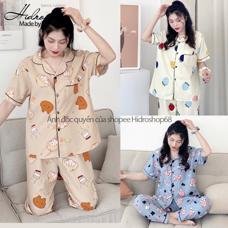 Bộ Ngủ Nữ Pijama Tay Ngắn Quần Dài, Đồ Mặc Nhà Chất Mát Hoạ Tiết mới nhất Meii