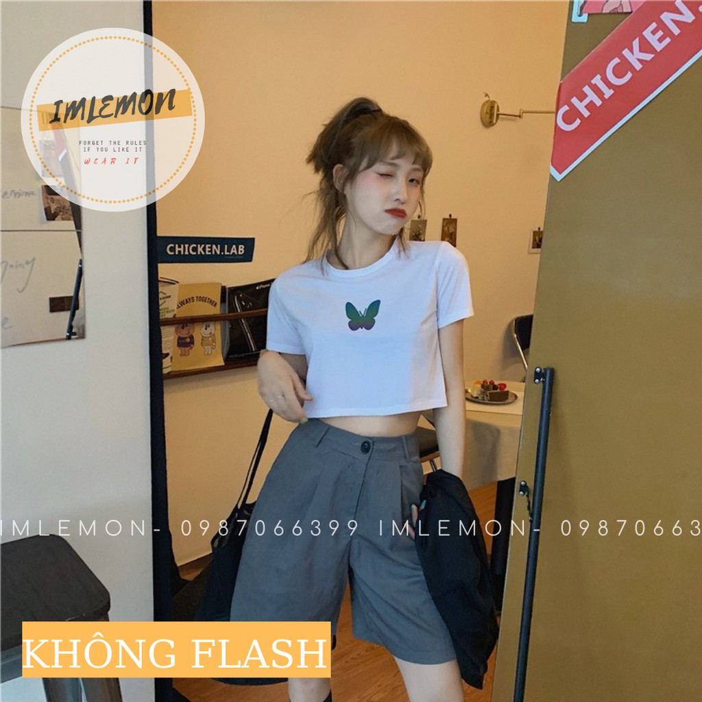 Áo Thun Phản Quang MIDNIGHT BUTTERFLY Croptop và Áo Thun Form Rộng