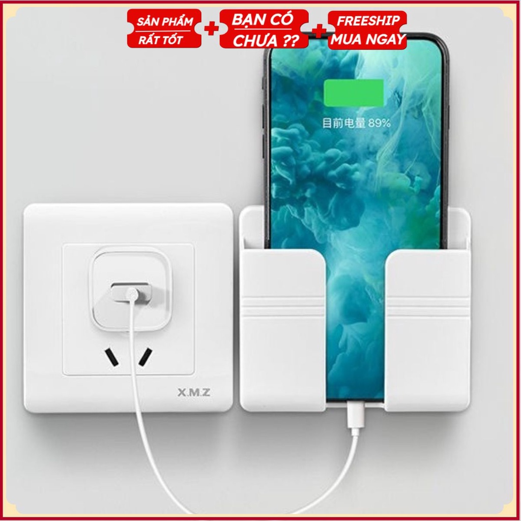 Kệ Dán Tường Để Điện Thoại Khi Sạc Có Khe Hở Tiện Lợi/ Giá Đỡ Sạc Điện Thoại Treo Tường/ Kệ Đựng Đồ Dán Tường Đa Năng GG