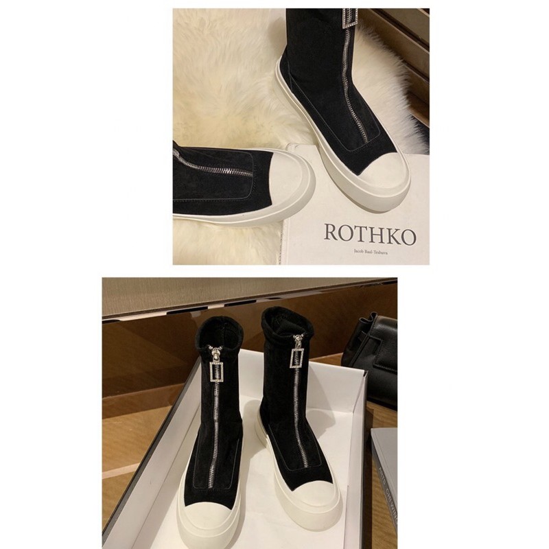 GIÀY BOOT NỮ NHUNG PHA DA LỘN 21CM có khoá đằng trước bốt boots nữ ulzzang đế 4p-5p
