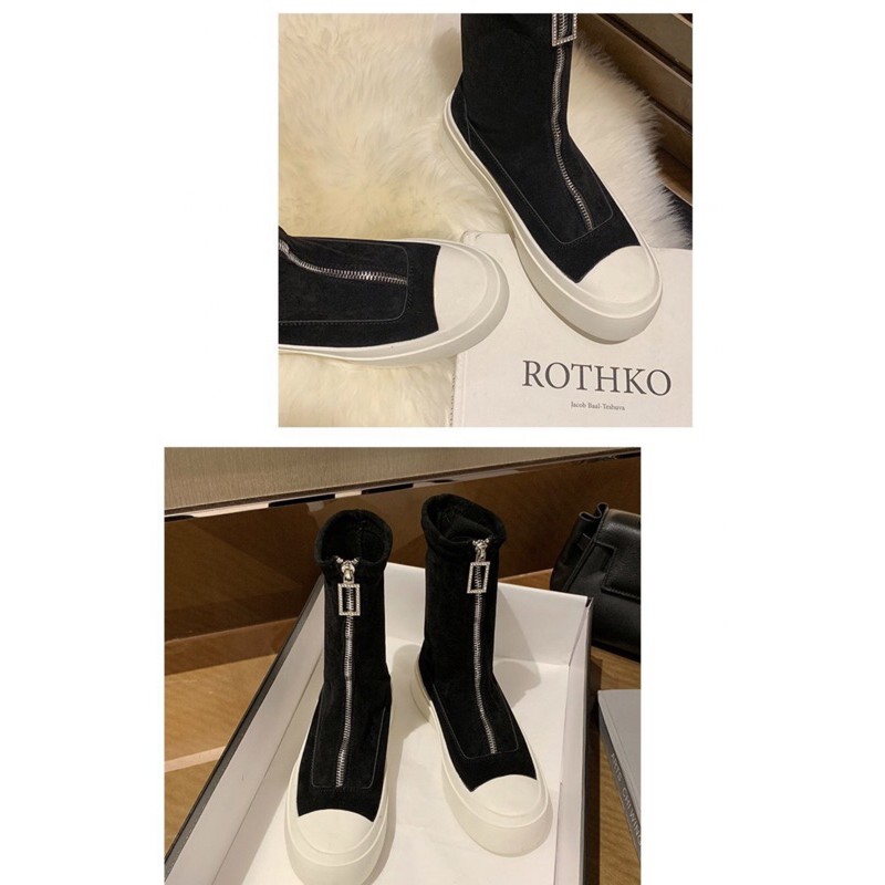 (ỎRDER-A89)GIÀY BOOT NỮ NHUNG PHA DA LỘN 21CM có khoá đằng trước bốt boots nữ ulzzang đế 4p-5p