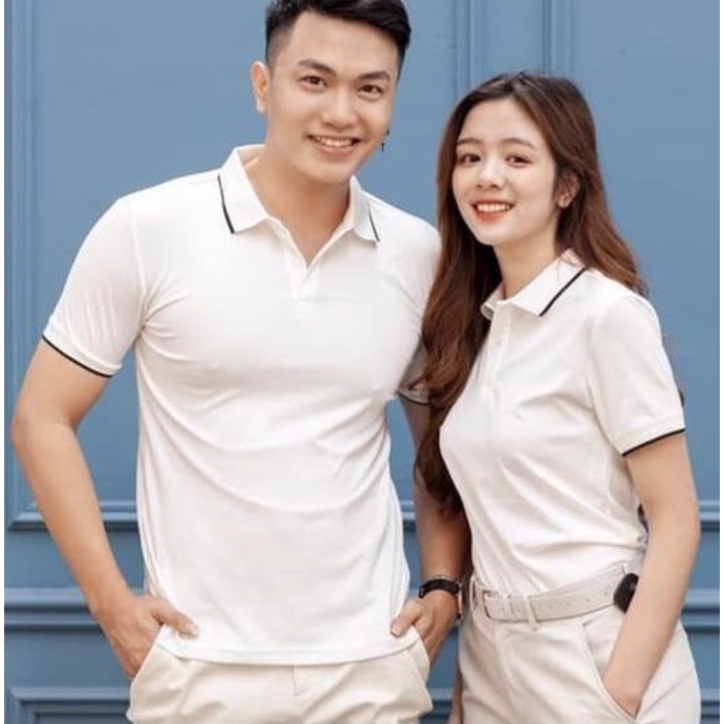 Áo Thun Thể Thao Cá Sấu Mè Cổ Trụ Nam Nữ Siêu Nhẹ Mát Màu Trắng