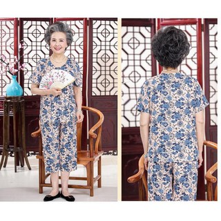 BỘ HOA MẶC NHÀ NGẮN TAY CHO NGƯỜI GIÀ