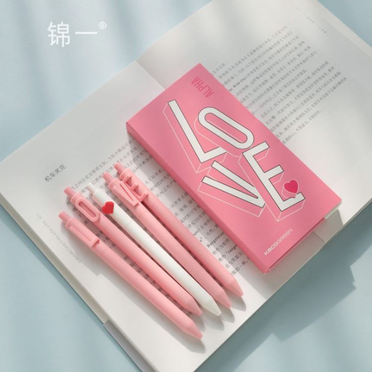 Bộ 5 bút bi gel KACO LOVE mực đen (chính hãng)