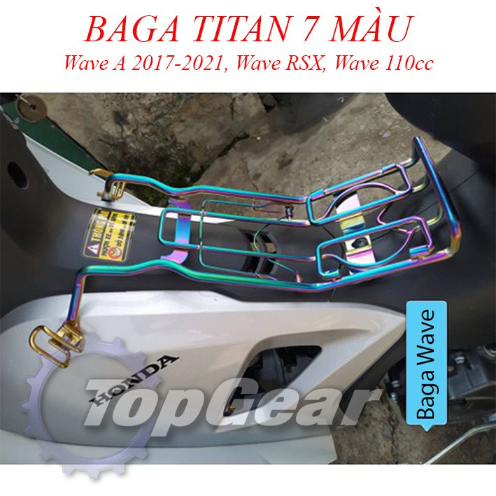 Baga Giữa Wave A 2017-2021, Chất liệu inox màu Titan 7, Dày 10 Ly &lt;TOPGEAR&gt;