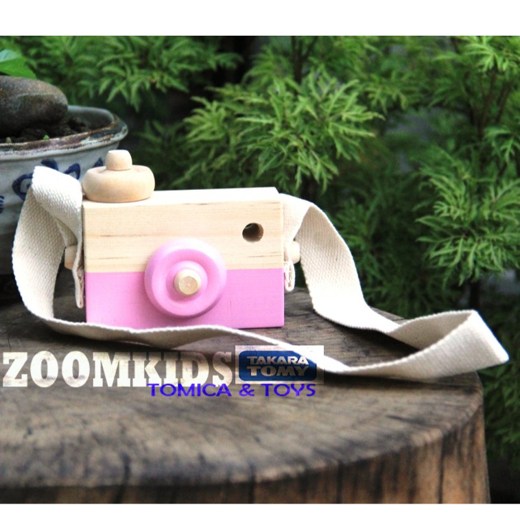 Đồ chơi máy ảnh gỗ mini màu Hồng