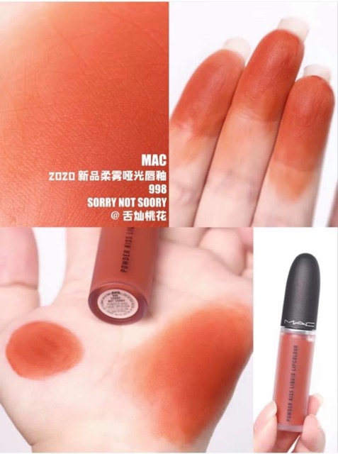 Son kem mac powder kiss 998 sorry not sorry chuẩn auth đủ bill