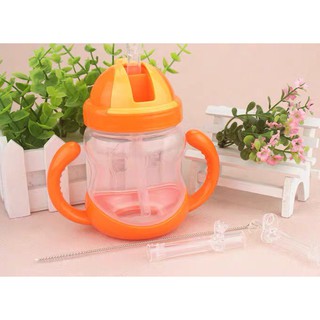 Bình tập uống có ống hút cho bé - bình tập uống có nắp đậy, có tay cầm cho bé