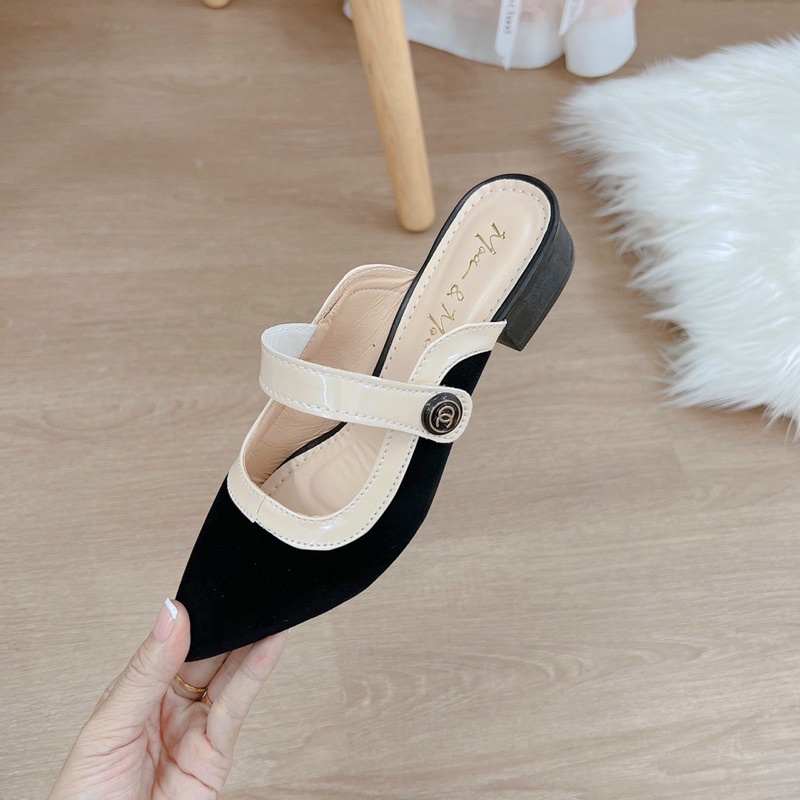 Sục nữ mũi nhọn thời trang phối quai ngang mẫu mới