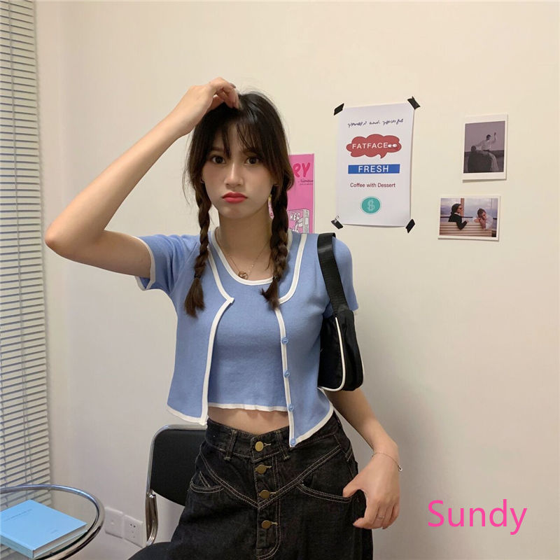 Áo Kiểu Tay Ngắn Dáng Ôm Thời Trang Hè Cho Nữ