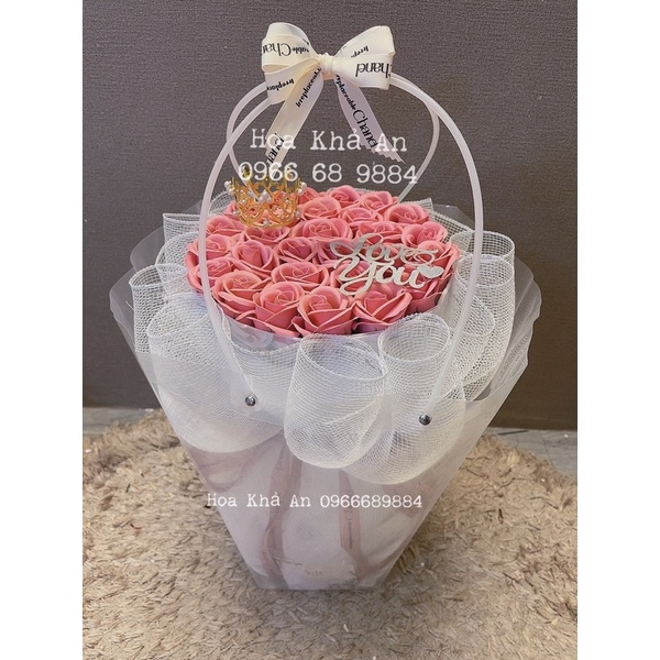 [Kèm túi,thiệp,chữ] Bó hoa sáp 30bông (hoa sáp 4 lớp cao cấp). Ship hoả tốc HN
