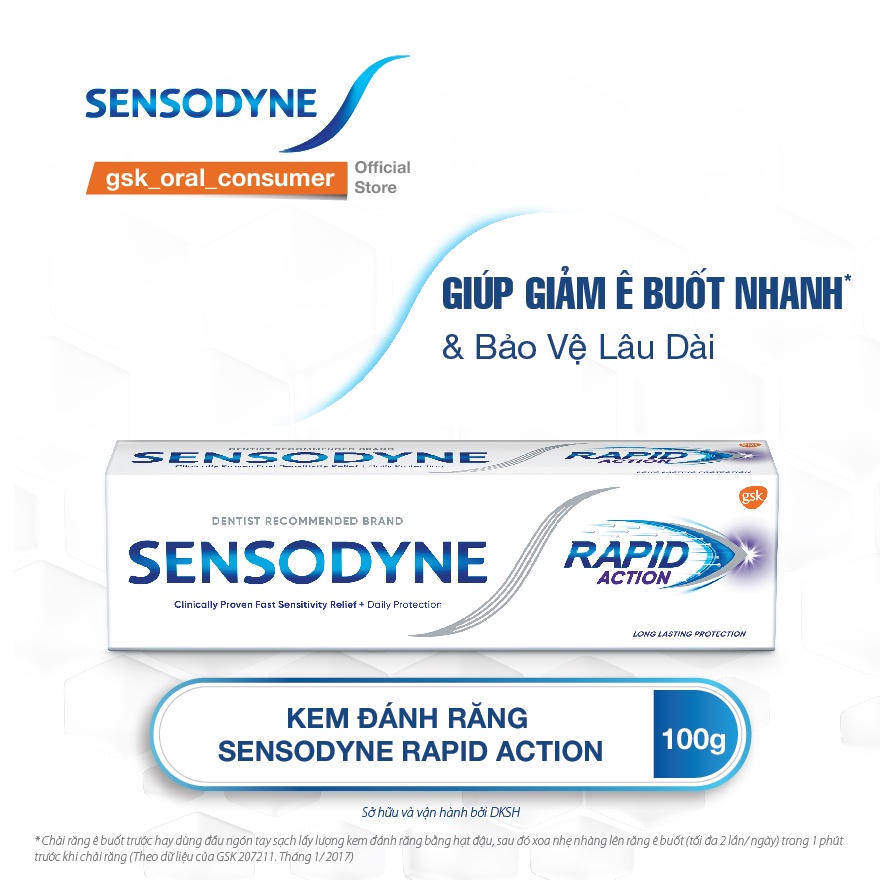 Kem đánh răng giảm ê buốt Sensodyne Rapid Action 100g giảm ê buốt nhanh và bảo vệ lâu dài