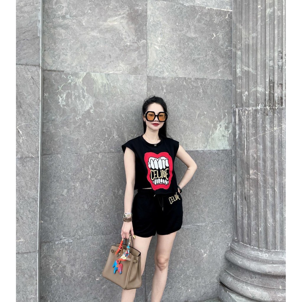 Set đồ nữ cá tính, set quần sóc áo thun đi chơi sang chảnh mùa hè đẹp 8A00229 | BigBuy360 - bigbuy360.vn