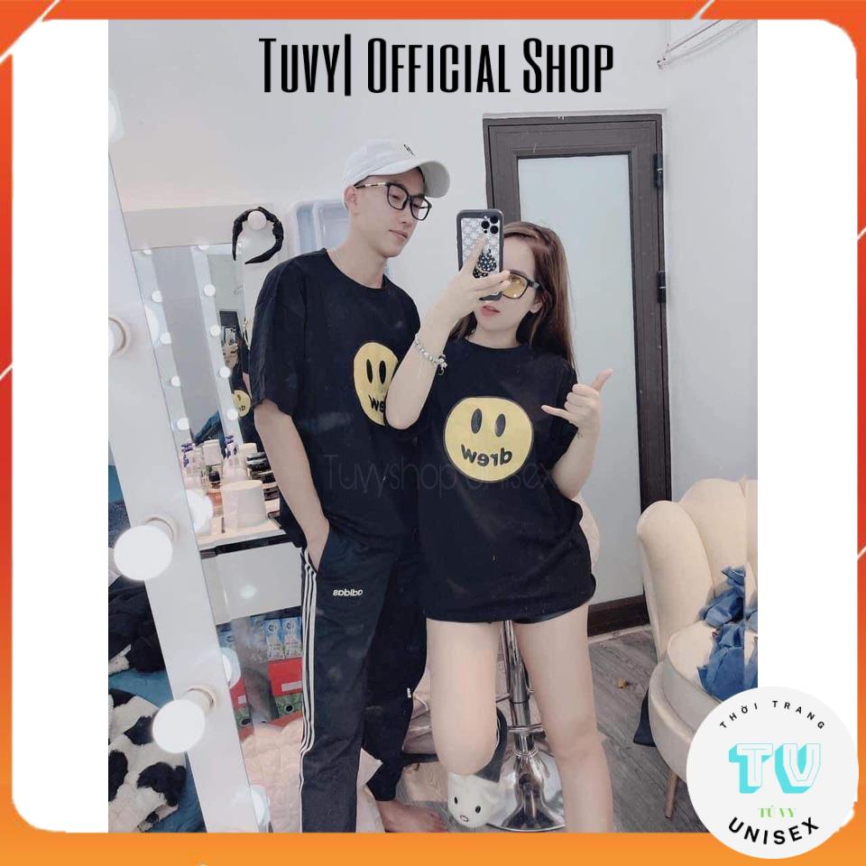Áo phông nam nữ TUVY Áo thun Drew mặt cười unisex form rộng oversize cotton mát