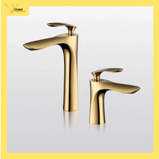 Vòi lavabo inox 304 sơn tĩnh điện màu vàng, vòi rửa mặt inox 304 sơn tĩnh điện màu vàng