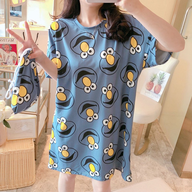 Summer New Women Short-sleeved Nightdress ,Summer Spring And Autumn Thin Section Loose Home Service Long Pajamas | BigBuy360 - bigbuy360.vn