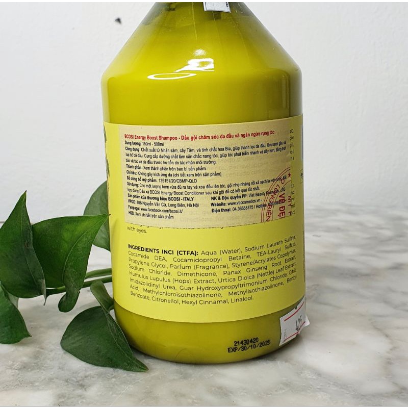 Dầu gội xả Bcosi energy boost chăm sóc da đầu và ngăn rụng tóc 500ml hàng chính hãng