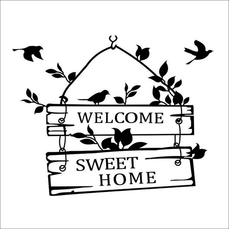 Giấy dán tường chữ WELCOME SWEET HOME tươi vui và tràn đầy sức sống