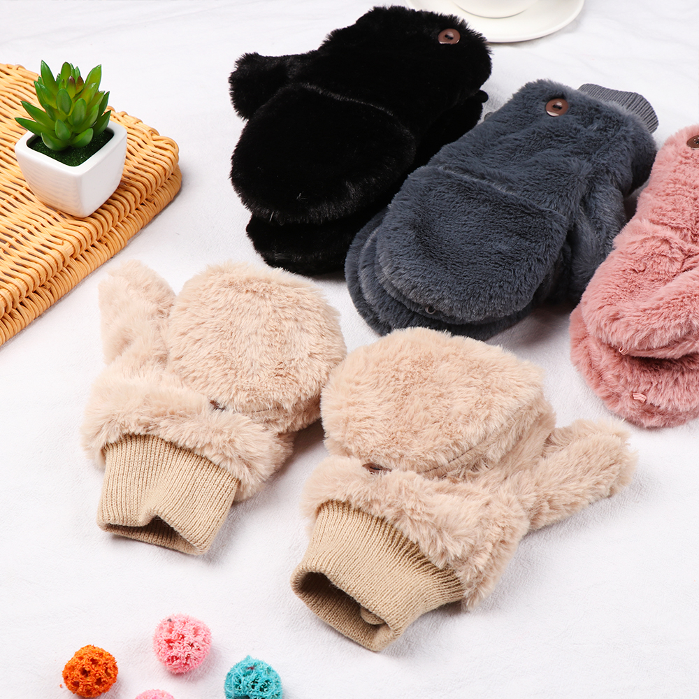 Găng Tay Lông Giả Chống Gió Thời Trang Mùa Đông Cho Nữ