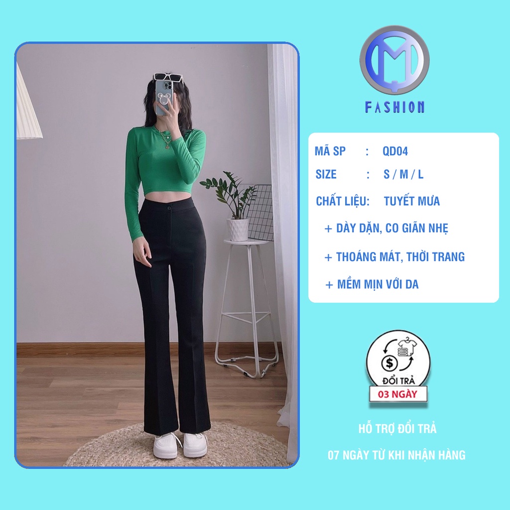 Quần tây ống loe nữ lưng cao ống rộng công sở đi học M Fashion QT04