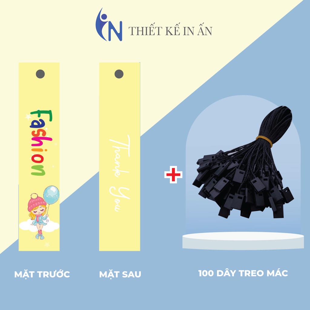 Mác quần áo combo 100 mác + 100 Dây Treo Thẻ Bài - Dây Dù Xâu Tag (Mác) Quần Áo
